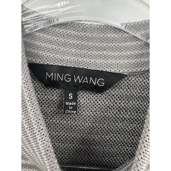 Ming Wang‎ Jacket Womens Full Zip Stripped Crewneck 3/4 Sleeve Gray Black Size S - Picture 2 of 11